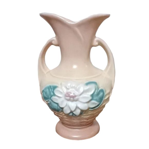 Vintage Hull Art Pottery Water Lilly Vase with Basket Weave Bottom - Picture 1 of 9